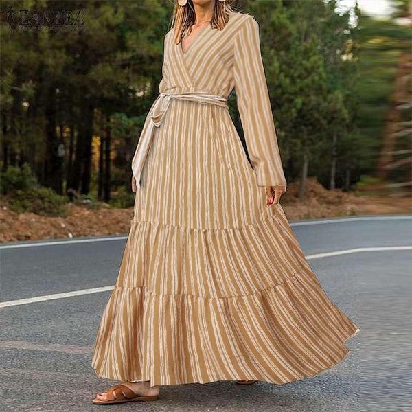 casual dresses 2022 women's ruffle patchwork dress autumn striped belted maxi vestidos long sleeve a-line sundress oversized robe, Black;gray
casual dresses 2022 women's ruffle patchwork dress autumn striped belted maxi vestidos long sleeve a-line sundress oversized robe, Black;gray