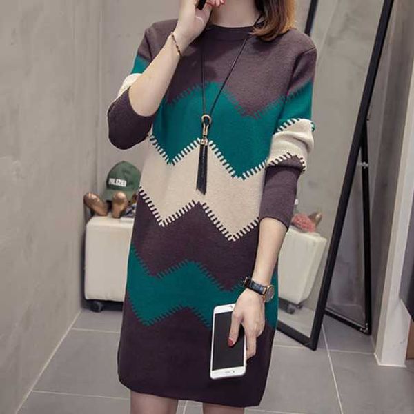 casual dresses autumn women middle long fashion loose sweater female warm patchwork sleeve striped knit pullovers dress aq652, Black;gray
casual dresses autumn women middle long fashion loose sweater female warm patchwork sleeve striped knit pullovers dress aq652, Black;gray