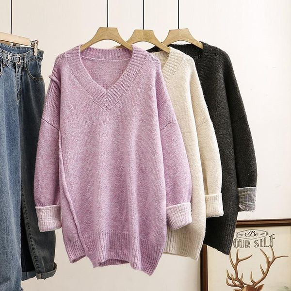 women's sweaters oversize knit sweater women autumn winter v-neck pullover large size long sleeve casual female bottoming kw171, White;black
women's sweaters oversize knit sweater women autumn winter v-neck pullover large size long sleeve casual female bottoming kw171, White;black