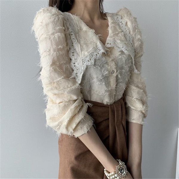 dress style lace sweet chic korean all match office lady shirts high streetwear vintage gentle women blouses, White
dress style lace sweet chic korean all match office lady shirts high streetwear vintage gentle women blouses, White