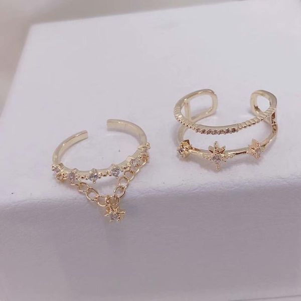 real gold star tassel delicate jewelry engagement adjustable rings for women simple style zircon elegant wedding cluster, Golden;silver
real gold star tassel delicate jewelry engagement adjustable rings for women simple style zircon elegant wedding cluster, Golden;silver