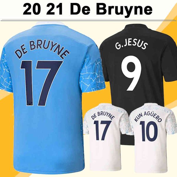 21 20 kun aguero de bruyne mens soccer jerseys sterling silva home blue away black 3rd white football shirt g. jesus short sleeve uniforms
