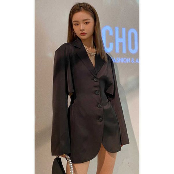 real s autumn spring women's fashion temperament thin, design sense mid-length coat dress 210930, White;black
real s autumn spring women's fashion temperament thin, design sense mid-length coat dress 210930, White;black