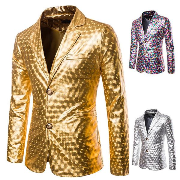 men's suits & blazers men's suit golden show dress night club host studio coat, White;black
men's suits & blazers men's suit golden show dress night club host studio coat, White;black