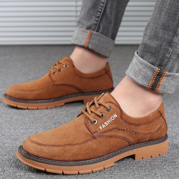 dress shoes genuine leather shoes, thick and casual soles, winter shoes autumn dc7o, Black