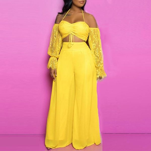 two piece sets for women yellow halter crop and wide leg pants suit set 2021 holida summer beach match outfits 2 pcs women's, White
two piece sets for women yellow halter crop and wide leg pants suit set 2021 holida summer beach match outfits 2 pcs women's, White