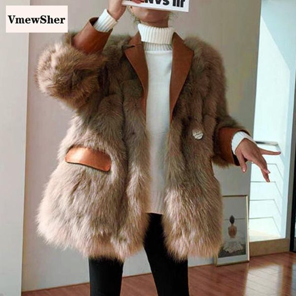 women's fur & faux vmewsher long coat women leather patchwork winter coats overcoat mink splice jacket mujer chaqueta 2021, Black
women's fur & faux vmewsher long coat women leather patchwork winter coats overcoat mink splice jacket mujer chaqueta 2021, Black