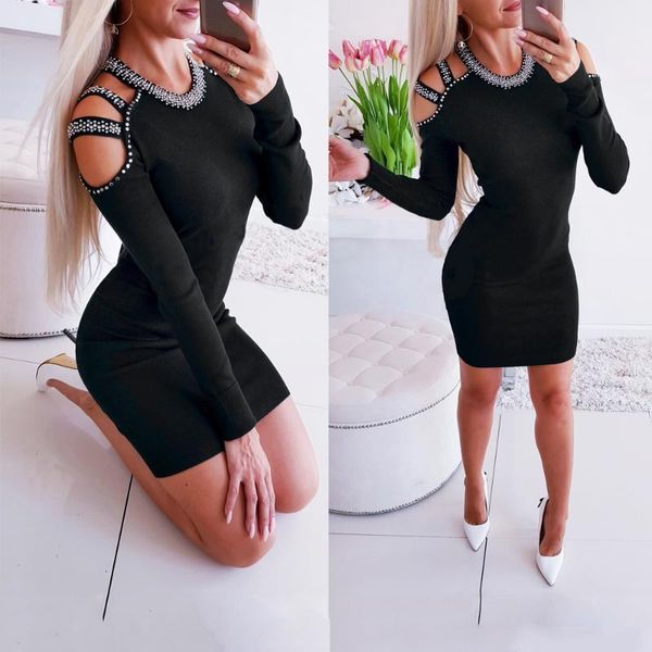 casual dresses winter nice nail bead hollow out long sleeve off shoulder party bodycon mini women slim vestidos elegantes, Black;gray
casual dresses winter nice nail bead hollow out long sleeve off shoulder party bodycon mini women slim vestidos elegantes, Black;gray