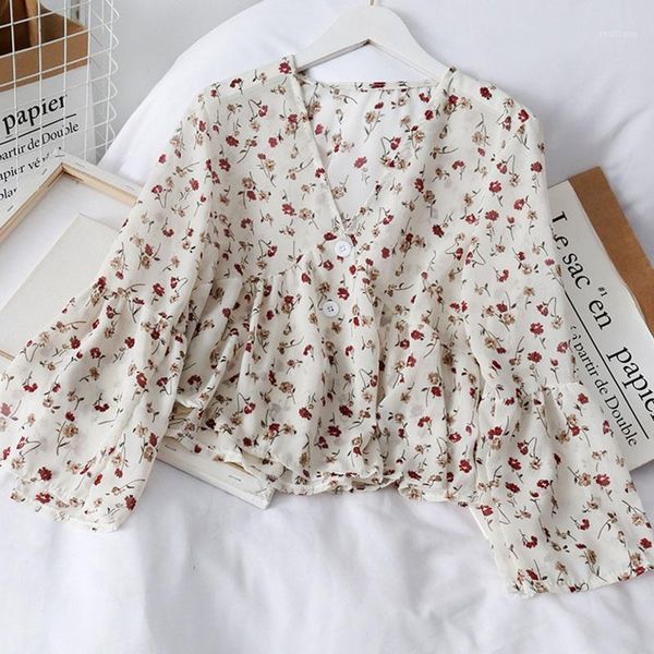 women's fashion v neck floral print chiffon blouses sweet small fresh long sleeves shirt 2021 & shirts, White
women's fashion v neck floral print chiffon blouses sweet small fresh long sleeves shirt 2021 & shirts, White