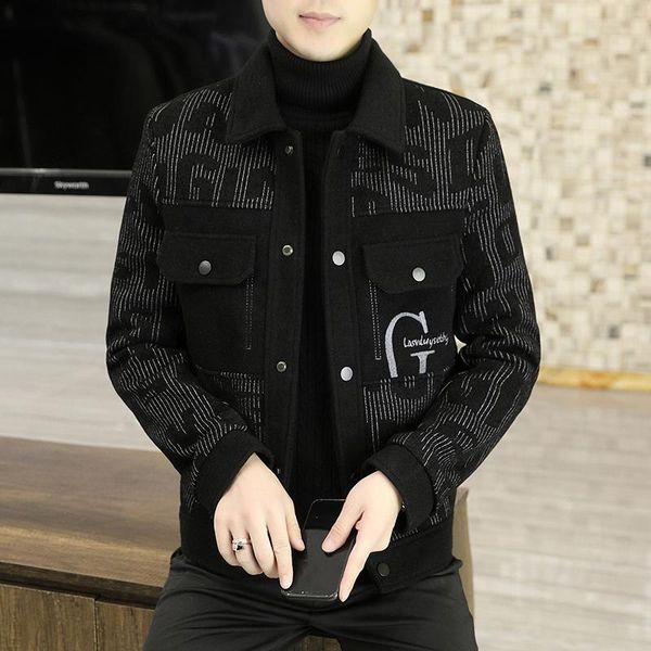 men's wool & blends 2021 winter jacket men letter print knitted mink fleece coat casual business social overcoat streetwear windbreaker, Black
men's wool & blends 2021 winter jacket men letter print knitted mink fleece coat casual business social overcoat streetwear windbreaker, Black