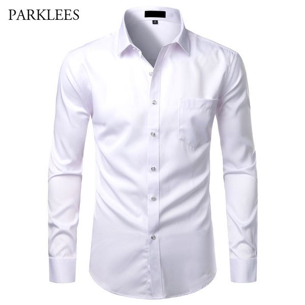 white mens bamboo fiber dress shirt brand button slim chemise homme men long sleeve shirts formal business shirts for men 210524, White;black
white mens bamboo fiber dress shirt brand button slim chemise homme men long sleeve shirts formal business shirts for men 210524, White;black