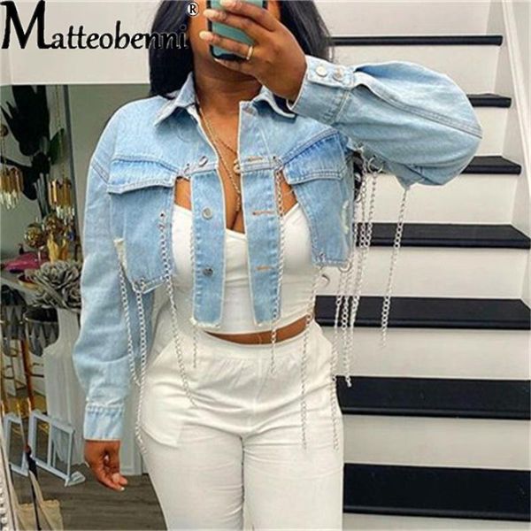 women's jackets women ripped denim fashion casual asymmetric short jeans jacket long sleeve backless chains cropped coat streetwear, Black;brown
women's jackets women ripped denim fashion casual asymmetric short jeans jacket long sleeve backless chains cropped coat streetwear, Black;brown