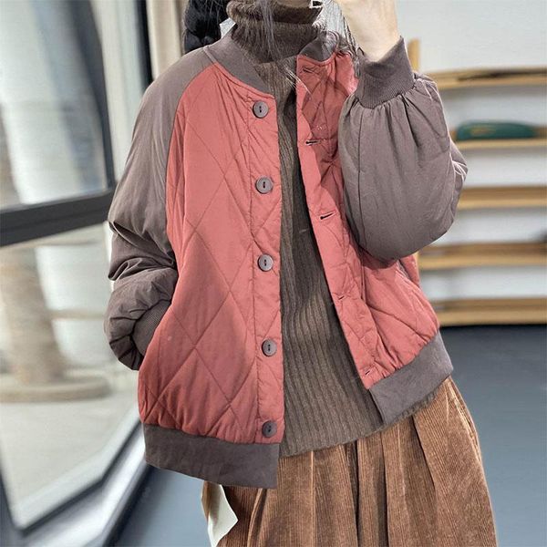 women's jackets 2021 autumn winter arts style women long sleeve loose patchwork quilting cotton casual coats female outerwear v664, Black;brown
women's jackets 2021 autumn winter arts style women long sleeve loose patchwork quilting cotton casual coats female outerwear v664, Black;brown