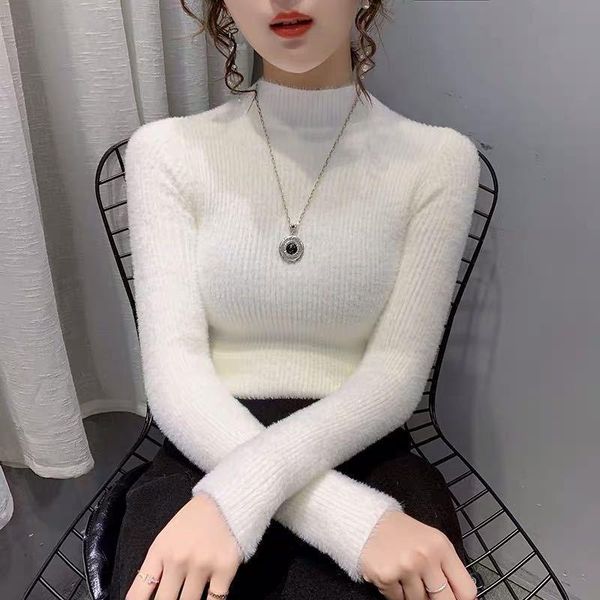 women's sweaters mink velvet bottoming sweater autumn and winter slim fit with 2021 high neck, White;black
women's sweaters mink velvet bottoming sweater autumn and winter slim fit with 2021 high neck, White;black