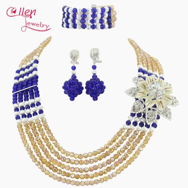 earrings & necklace champagne crystal beads nigerian wedding bridal jewelry set african choker bracelet n0060, Silver
earrings & necklace champagne crystal beads nigerian wedding bridal jewelry set african choker bracelet n0060, Silver