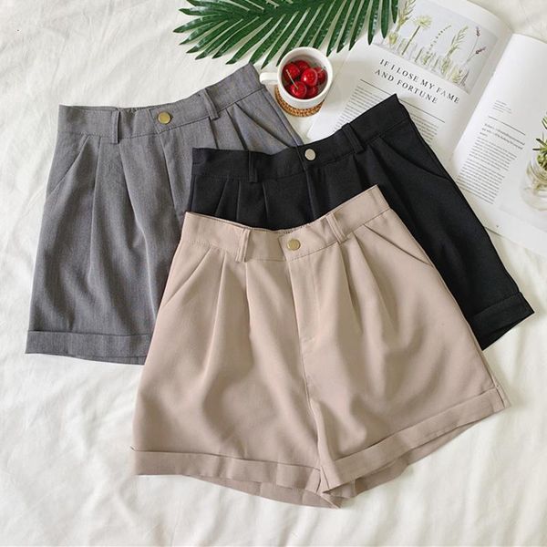 women's shorts women all-match solid color casual fashion high waist summer feminino korean ladies loose pockets, White;black
women's shorts women all-match solid color casual fashion high waist summer feminino korean ladies loose pockets, White;black