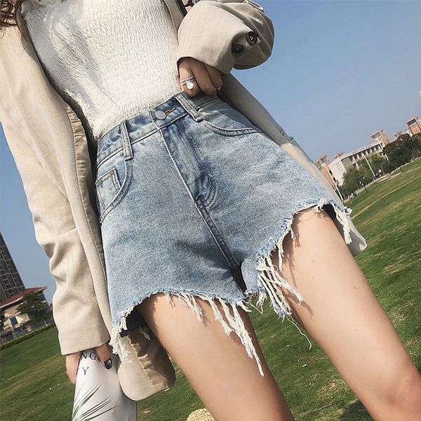 women's shorts denim summer new korean chic loose show thin wide leg high waist a-line elegant same style perforated pants, White;black
women's shorts denim summer new korean chic loose show thin wide leg high waist a-line elegant same style perforated pants, White;black