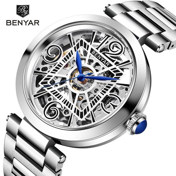 wristwatches 2021 benyar men's automatic mechanical wristwatch luxury stainless steel strap military waterproof clock relogio masculino, Slivery;brown
wristwatches 2021 benyar men's automatic mechanical wristwatch luxury stainless steel strap military waterproof clock relogio masculino, Slivery;brown