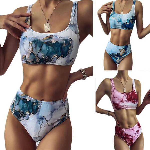 women's swimwear print sport bandeau push up bikinis marble women swimsuit high waist bathing suit beach wear, White;black
women's swimwear print sport bandeau push up bikinis marble women swimsuit high waist bathing suit beach wear, White;black