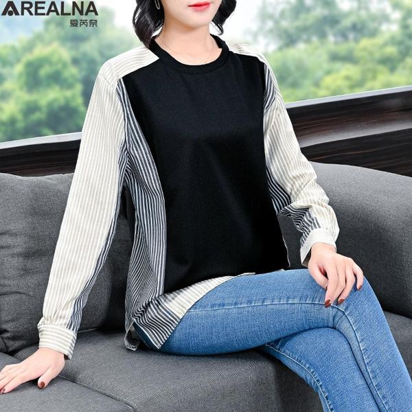 women's hoodies & sweatshirts fashion knitted fake two pieces long sleeve vintage striped patchwork casual loose sweatshirt sudadera mu, Black
women's hoodies & sweatshirts fashion knitted fake two pieces long sleeve vintage striped patchwork casual loose sweatshirt sudadera mu, Black