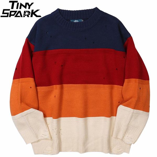men's sweaters 2021 men knitted sweater hip hop streetwear color black patchwork ripped hole pullover harajuku cotton casual autumn, White;black
men's sweaters 2021 men knitted sweater hip hop streetwear color black patchwork ripped hole pullover harajuku cotton casual autumn, White;black