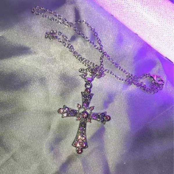 pendant necklaces 2021 gothic style rhinestone cross necklace pink color heart collar female goth chain jewelry lover gift, Silver
pendant necklaces 2021 gothic style rhinestone cross necklace pink color heart collar female goth chain jewelry lover gift, Silver