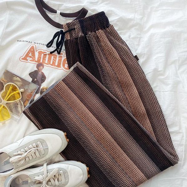 women's pants & capris brown striped wide leg women casual elastic wasit summer straight pant, Black;white
women's pants & capris brown striped wide leg women casual elastic wasit summer straight pant, Black;white