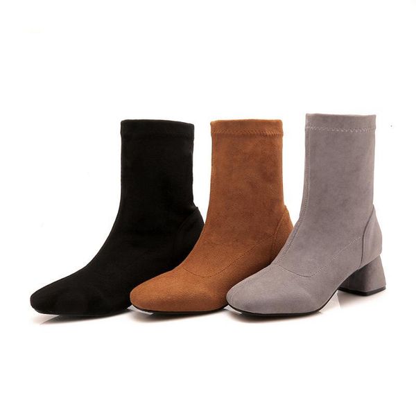 winter boots lady round toe brand women's shoes boots-women low fashion med mid calf autumn rubber flock square, Black
winter boots lady round toe brand women's shoes boots-women low fashion med mid calf autumn rubber flock square, Black