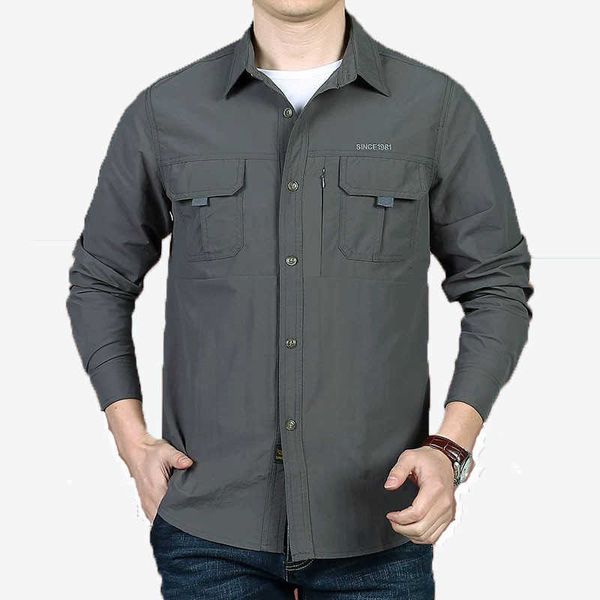and autumn spring men's long sleeve quick drying shirt outdoor breathable loose busins casual work production, White;black
and autumn spring men's long sleeve quick drying shirt outdoor breathable loose busins casual work production, White;black