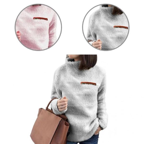 women's blouses & shirts thick autumn winter pure color loose-fitting sweatshirt for gathering, White 
women's blouses & shirts thick autumn winter pure color loose-fitting sweatshirt for gathering, White