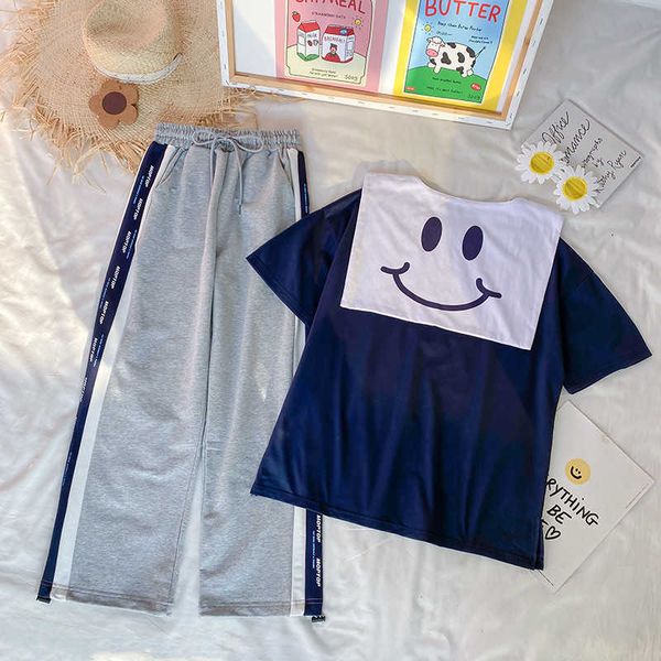 summer streetwear wide leg trousers two-piece short-sleeved t shirt cute cat printed cargo pant 210531, White
summer streetwear wide leg trousers two-piece short-sleeved t shirt cute cat printed cargo pant 210531, White