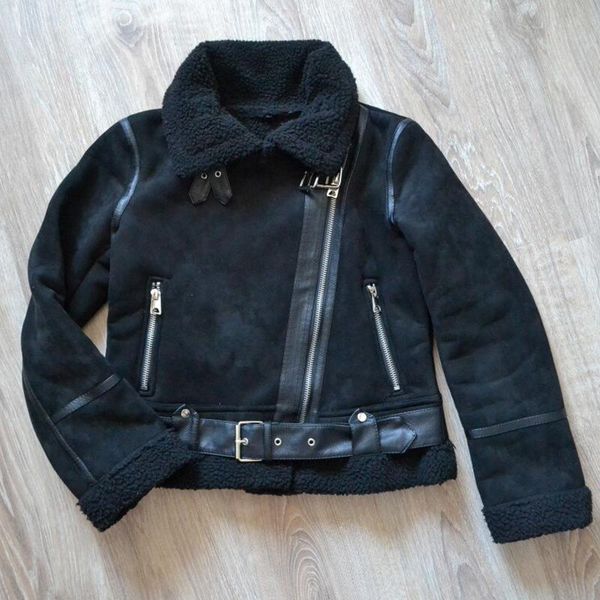 women's leather & faux aibeautyer winter lady thick warm suede lambs short motorcycle coats shearling sheepskin fake women jackets, Black
women's leather & faux aibeautyer winter lady thick warm suede lambs short motorcycle coats shearling sheepskin fake women jackets, Black
