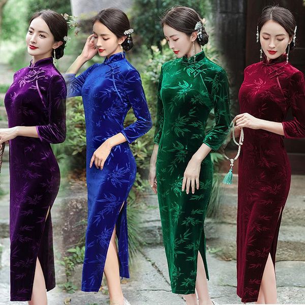 ethnic clothing velvet cheongsam chinese traditional costumes for women wedding dress split qipao middle sleeve plus size sexy, Red
ethnic clothing velvet cheongsam chinese traditional costumes for women wedding dress split qipao middle sleeve plus size sexy, Red