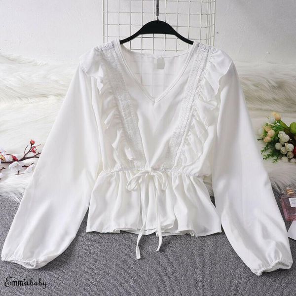 spring shirt blouse women ladies ruffles elegant casual long sleeve v neck clothes fashion solid bandage blusas women's blouses & shir, White
spring shirt blouse women ladies ruffles elegant casual long sleeve v neck clothes fashion solid bandage blusas women's blouses & shir, White