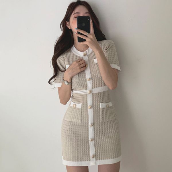knitting dress for women o-neck dresses 2021 summer korean fashion short sleeve clothing multi-pocket single breasted, Black;gray
knitting dress for women o-neck dresses 2021 summer korean fashion short sleeve clothing multi-pocket single breasted, Black;gray