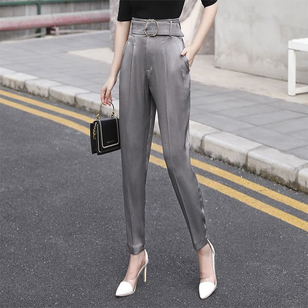 women's pants & capris gray harem cropped trousers summer high waist satin straight leg casual fashion work office ladies quality, Black;white
women's pants & capris gray harem cropped trousers summer high waist satin straight leg casual fashion work office ladies quality, Black;white