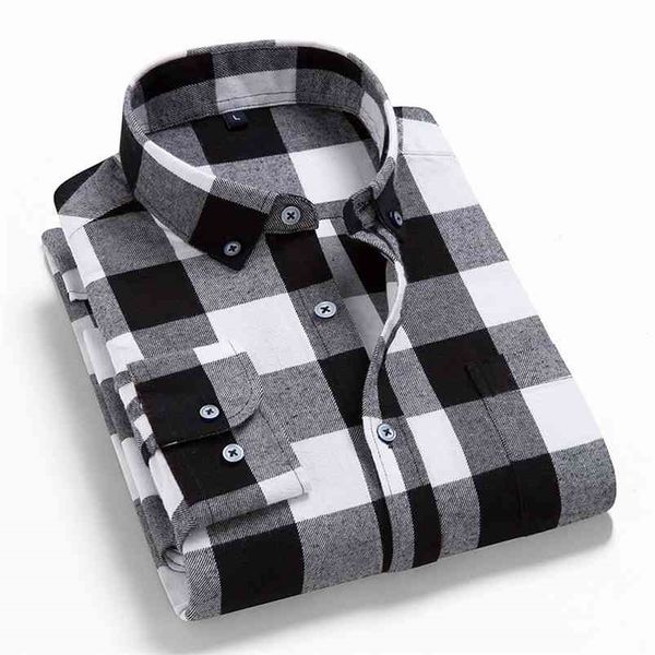spring autumn plaid shirt men cotton male casual long sleeve man clothes 210721, White;black
spring autumn plaid shirt men cotton male casual long sleeve man clothes 210721, White;black