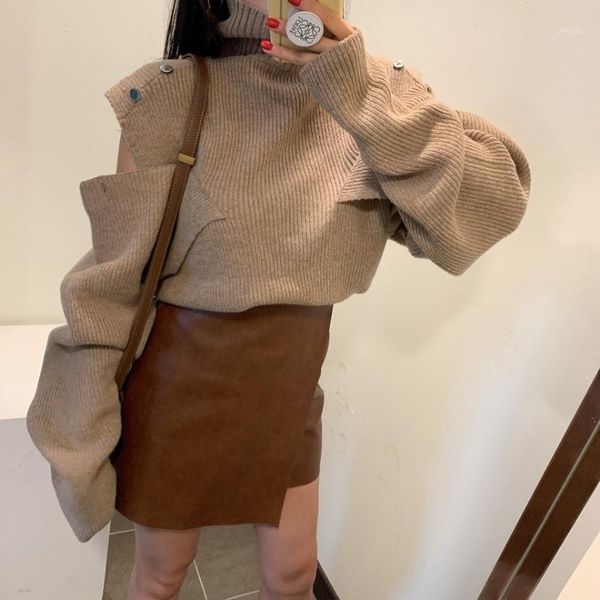 women's sweaters 2021 turtleneck sweater knitted batwing sleeve female pullovers winter irregular streetwear loose thicken lady, White;black
women's sweaters 2021 turtleneck sweater knitted batwing sleeve female pullovers winter irregular streetwear loose thicken lady, White;black