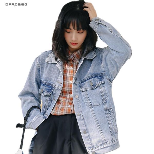women's jackets blue vintage bf loose jeans jacket with pocket 2021 autumn long sleeve streetwear retro oversized denim coat outwear, Black;brown
women's jackets blue vintage bf loose jeans jacket with pocket 2021 autumn long sleeve streetwear retro oversized denim coat outwear, Black;brown