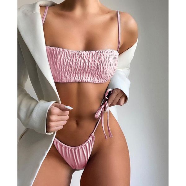 women's swimwear bikini 2021 pleated bandeau women swimsuit female thong bikinis set 2 piece bathing suit swim for beach wear, White;black
women's swimwear bikini 2021 pleated bandeau women swimsuit female thong bikinis set 2 piece bathing suit swim for beach wear, White;black
