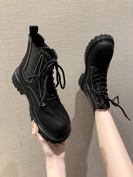 dress shoes fashion short boots female spring and autumn 2021 net red super thick heel lace khaki round head thin, Black
dress shoes fashion short boots female spring and autumn 2021 net red super thick heel lace khaki round head thin, Black