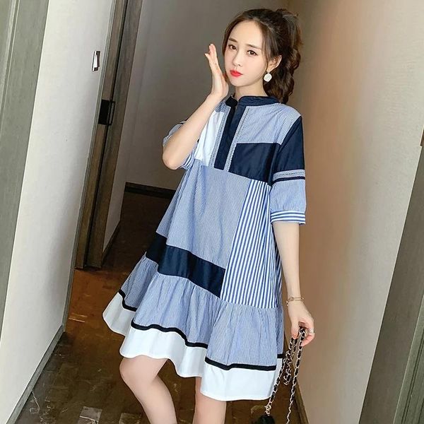 summer loose maternity dress cotton lactation nursing block color striped patchwork hollow out fishtail breastfeeding blouses dresses, White
summer loose maternity dress cotton lactation nursing block color striped patchwork hollow out fishtail breastfeeding blouses dresses, White