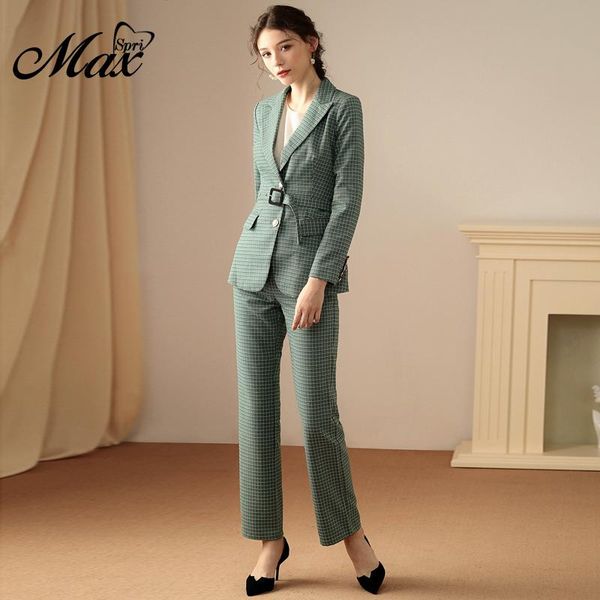 women's suits & blazers max spri 2021 fashion v-neck business pant set plaid formal women elegant skinny cut out with belt suit, White;black
women's suits & blazers max spri 2021 fashion v-neck business pant set plaid formal women elegant skinny cut out with belt suit, White;black