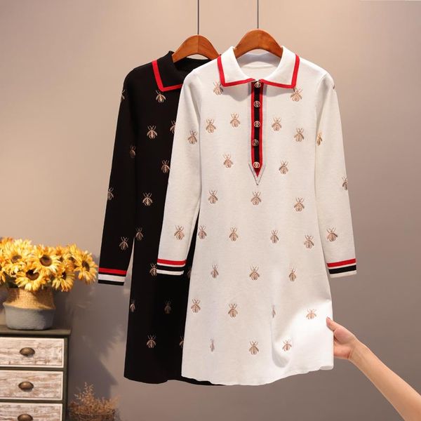 casual dresses fashion golden bees embroidery knitting dress women autumn winter turn-down collar simple runway knit slim, Black;gray
casual dresses fashion golden bees embroidery knitting dress women autumn winter turn-down collar simple runway knit slim, Black;gray