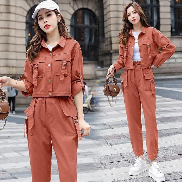 women's two piece pants tooling suit fashion spring and autumn 2021 age reducing 2 set streetwear long sleeve rave outfit, White
women's two piece pants tooling suit fashion spring and autumn 2021 age reducing 2 set streetwear long sleeve rave outfit, White