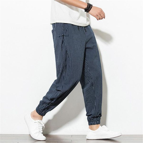 men's pants summer men casual loose cotton linen striped sweatpants hip hop streetwear breathable trousers, Black
men's pants summer men casual loose cotton linen striped sweatpants hip hop streetwear breathable trousers, Black
