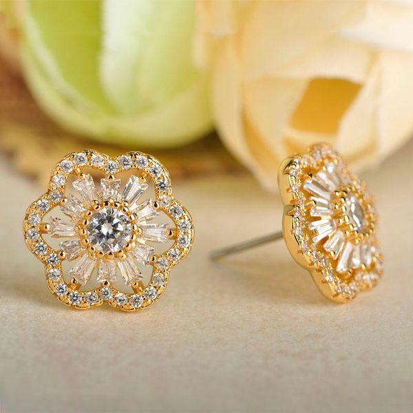 stud blucome exquisite quality zirconia inlay copper earrings for women flower shape earring birthday daily gift, Golden;silver
stud blucome exquisite quality zirconia inlay copper earrings for women flower shape earring birthday daily gift, Golden;silver