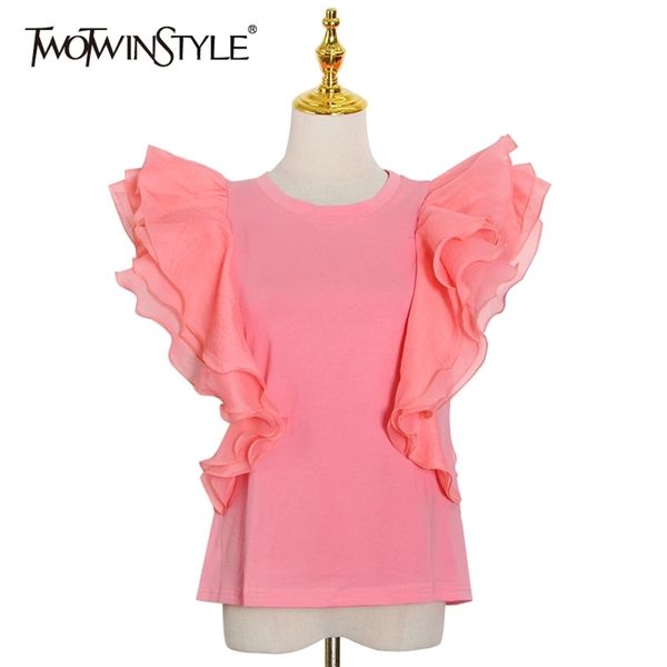 elegant patchwork ruffle for women o neck short sleeve slim casual t shirt female fashion clothing 210524, White
elegant patchwork ruffle for women o neck short sleeve slim casual t shirt female fashion clothing 210524, White