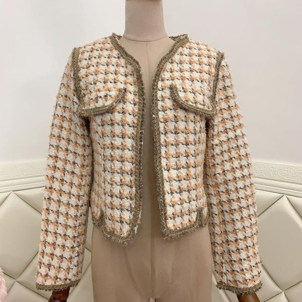 women's jackets french style small fragrance tweed jacket women plaid long sleeve short outwear, Black;brown
women's jackets french style small fragrance tweed jacket women plaid long sleeve short outwear, Black;brown