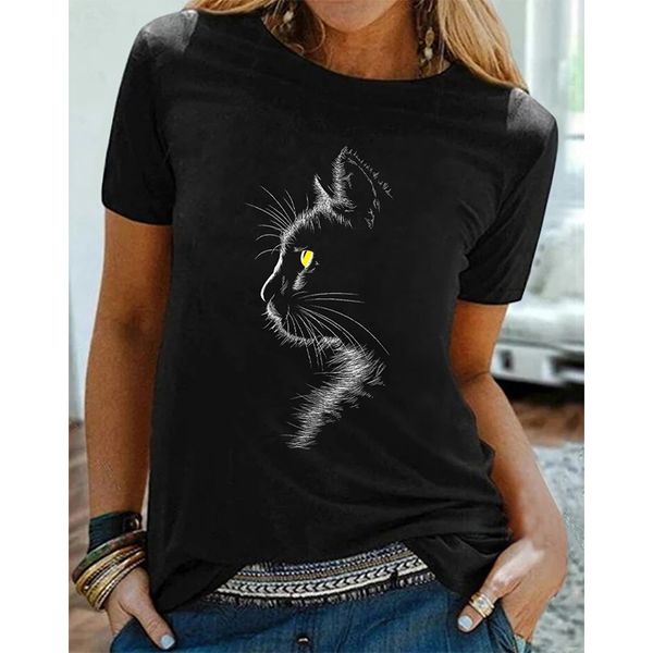 Black Cat Comfortable Printing Women is Fashion Words 3D Printing Short Slim T-shirt Summer Casual Round Neck Short Top Short Sleeve T-shirt, White
Black Cat Comfortable Printing Women is Fashion Words 3D Printing Short Slim T-shirt Summer Casual Round Neck Short Top Short Sleeve T-shirt, White